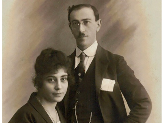 Donors Levon and Fortunée Kurkjian posing for a photograph