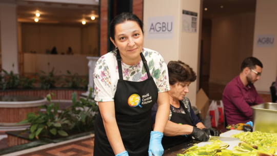 Narine Gregoryan from Artsakh is cooking for her compatriots.
